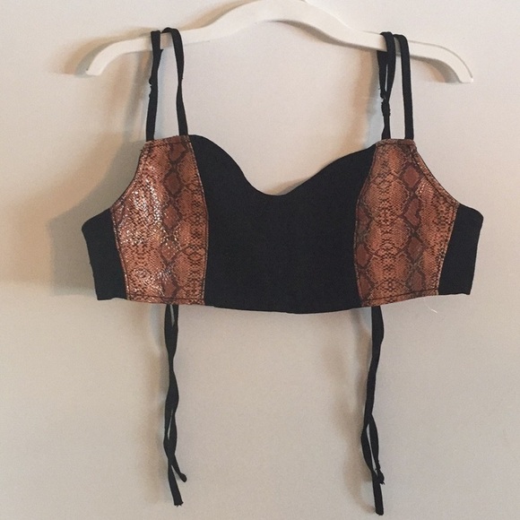 Urban Outfitters Python Tie Back Ultra Cropped Bralette Top - Picture 8 of 14